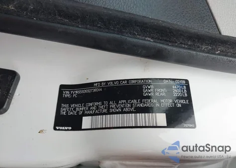 2009 Volvo S60 2.5T/2.5T Special Edition from USA, damaged, VIN YV1RS592692738044